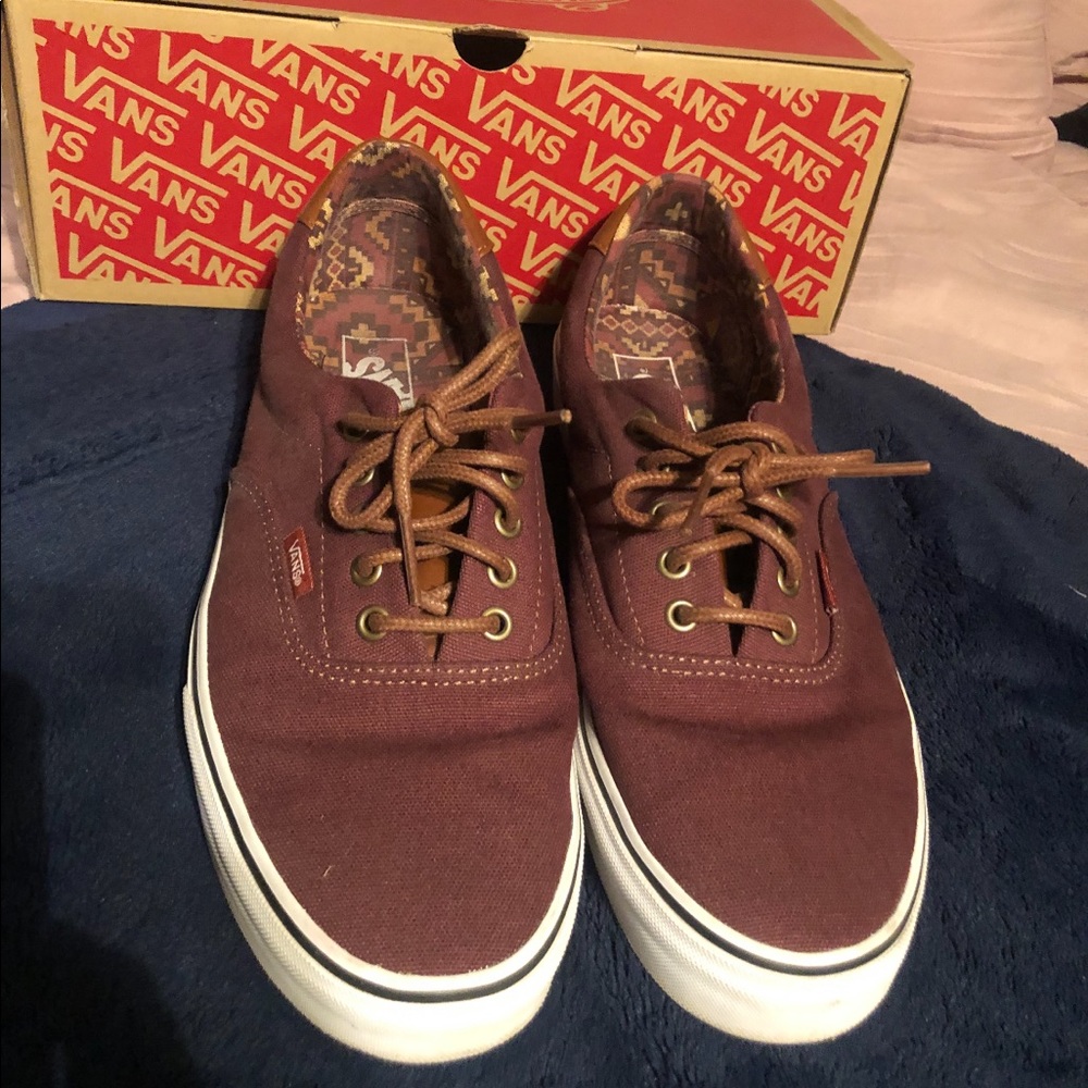 Size 11 burgundy aztech vans!